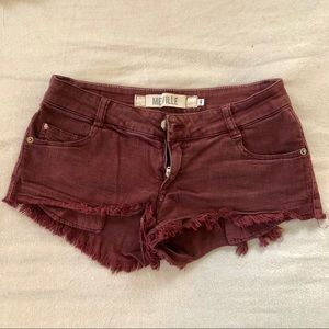 Brandy Melville Maroon Denim Shorts